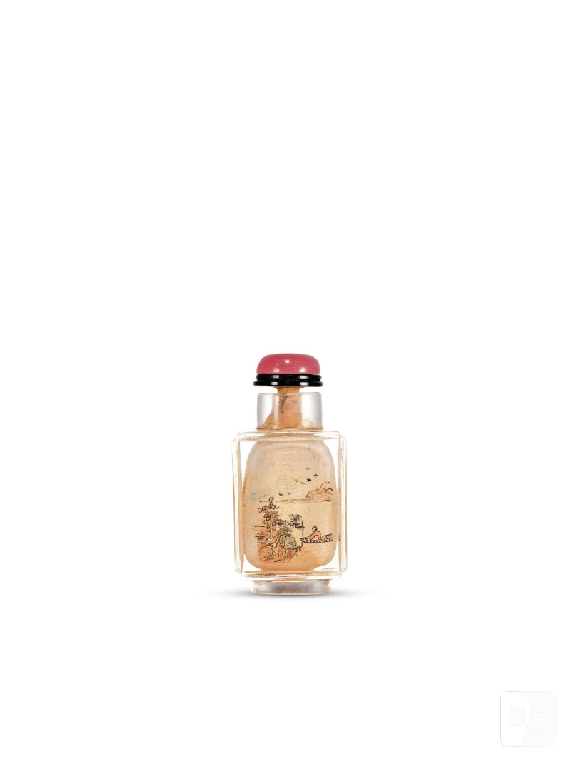 清十九世紀　陳銓作水晶內畫泛舟圖鼻煙壺 | AN INSIDE-PAINTED CRYSTAL 'WATERSCAPE' SNUFF BOTTLE - 图3